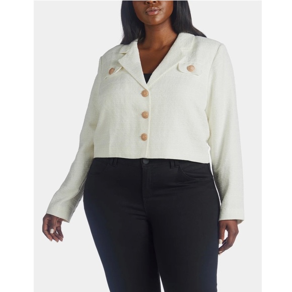 Marée Pour Toi Chic Tweed Jacket in Ivory/Off White, Plus Size 22 New w/Tag - Picture 1 of 12